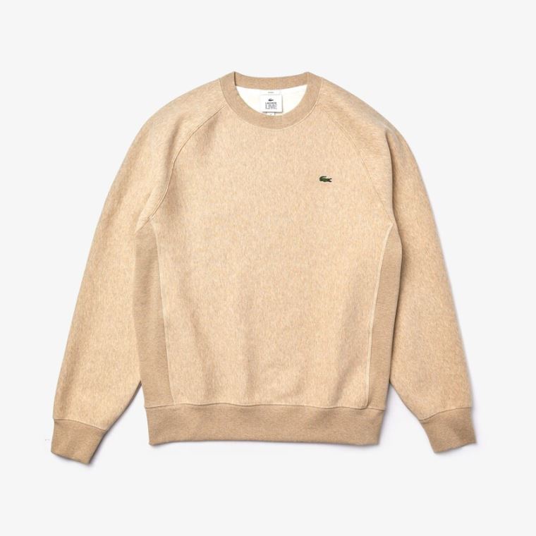 Lacoste LIVE Branded Fleece Sweatshirt Beige | ENVEOPtd