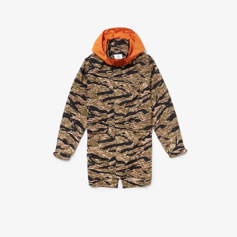 Lacoste LIVE Camouflage Parka Sort Hvide | OBAC0o4J