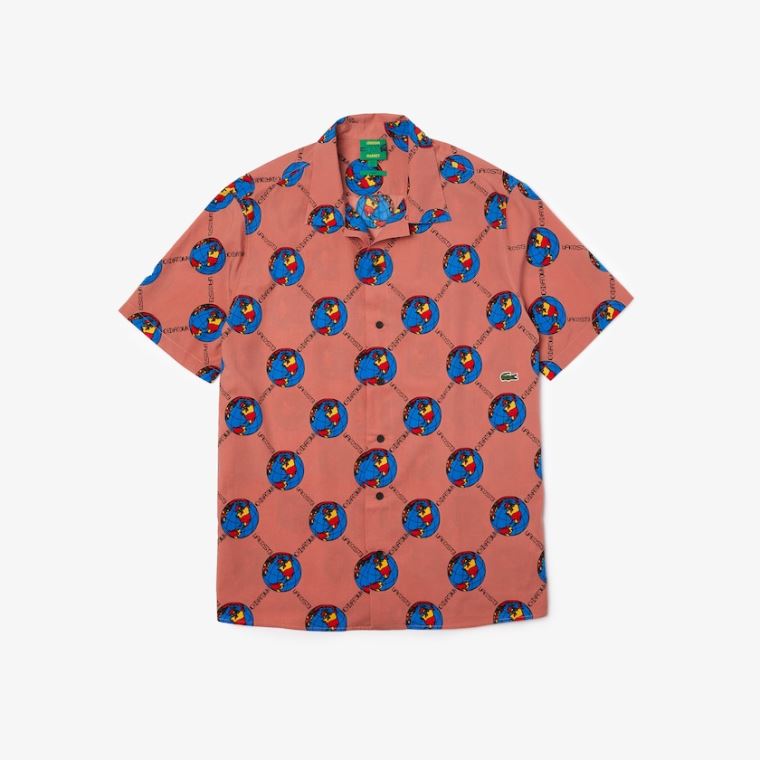 Lacoste LIVE Chinatown Market Collaboration Print Shirt Lyserød Hvide | 9h3kGVRV