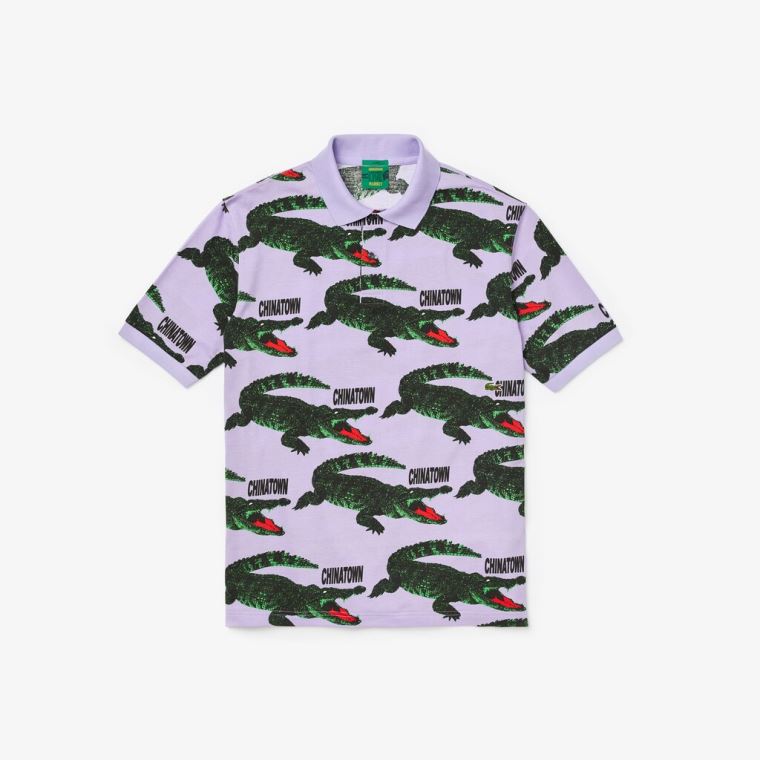 Lacoste LIVE Chinatown Market Collaboration Loose Fit Polo Shirt Hvide Rød | GLYr25lP