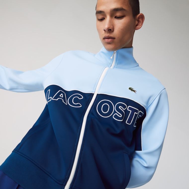 Lacoste LIVE Colorblock Neoprene Tracksuit Jacket Blå | rHfwYGVC