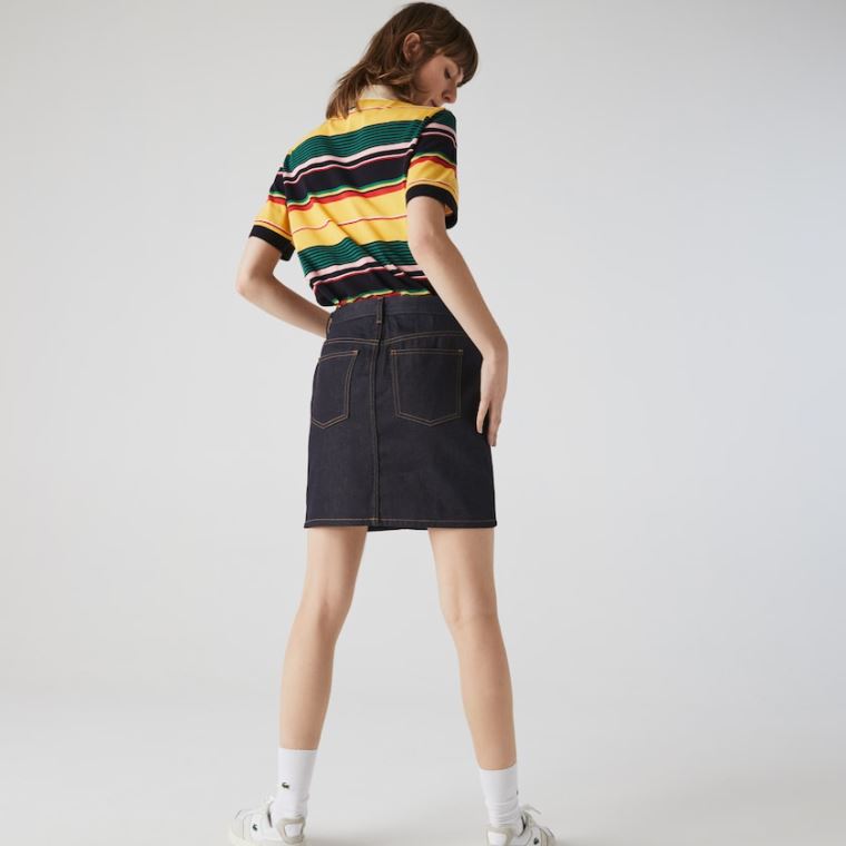 Lacoste LIVE Dark Denim Mini-Skirt Blå | HJDfC1vg