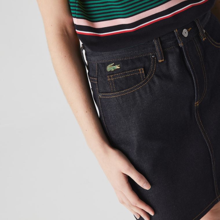 Lacoste LIVE Dark Denim Mini-Skirt Blå | HJDfC1vg