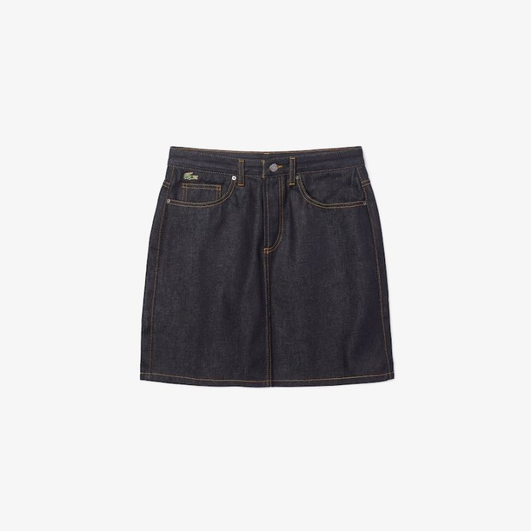 Lacoste LIVE Dark Denim Mini-Skirt Blå | HJDfC1vg