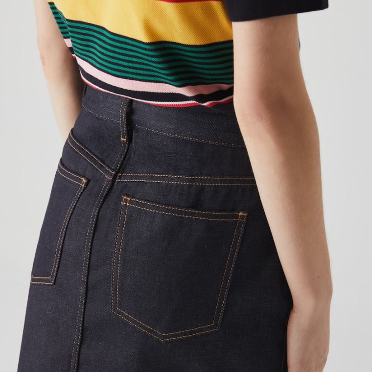 Lacoste LIVE Dark Denim Mini-Skirt Blå | HJDfC1vg