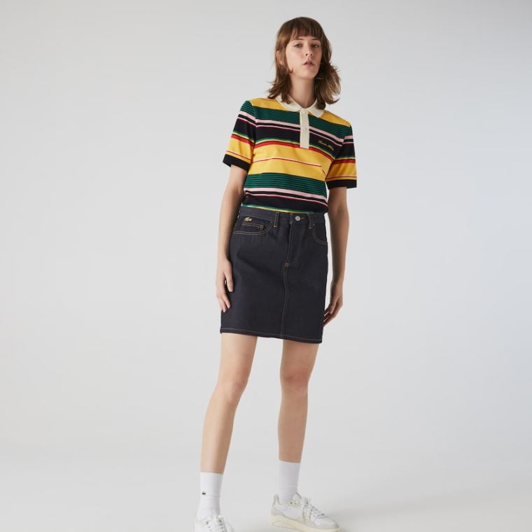 Lacoste LIVE Dark Denim Mini-Skirt Blå | HJDfC1vg