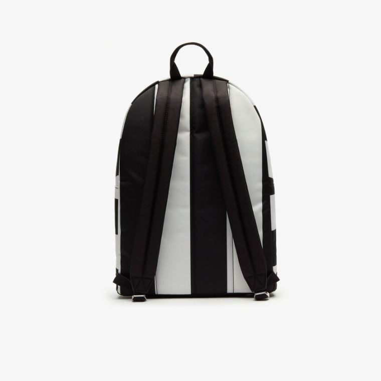 Lacoste LIVE Detachable Pouch Striped Backpack Sort Hvide | vXQhEjUG