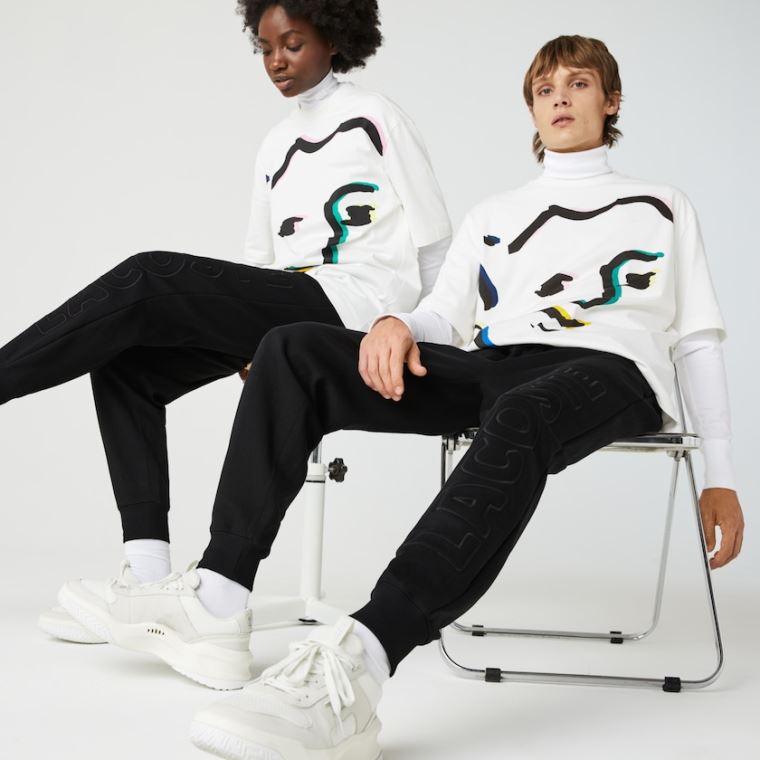 Lacoste LIVE Embroidered Bomulds Blend Tracksuit Pants Sort | 2lsFS0jm