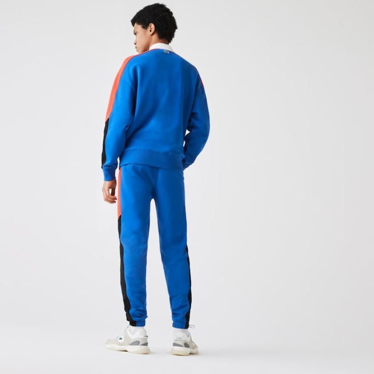 Lacoste LIVE Embroidered Two-Tone Track Pants Blå Hvide | iFGokcjB