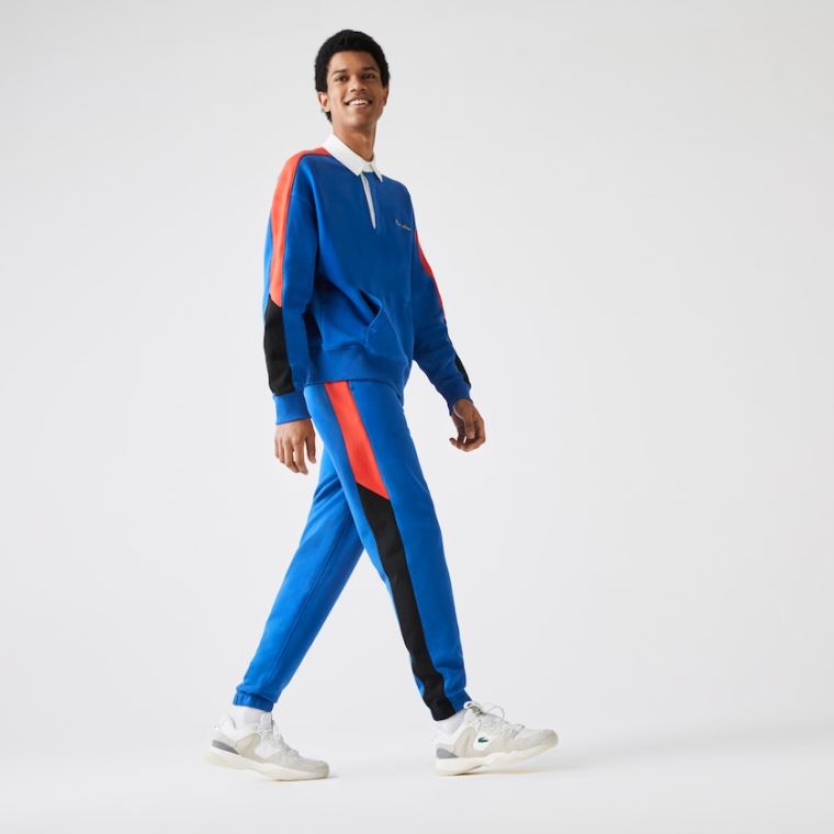 Lacoste LIVE Embroidered Two-Tone Track Pants Blå Hvide | iFGokcjB