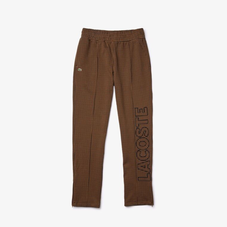 Lacoste LIVE Houndstooth Print Fleece Tracksuit Pants Brune Sort | Bcwxdsdh