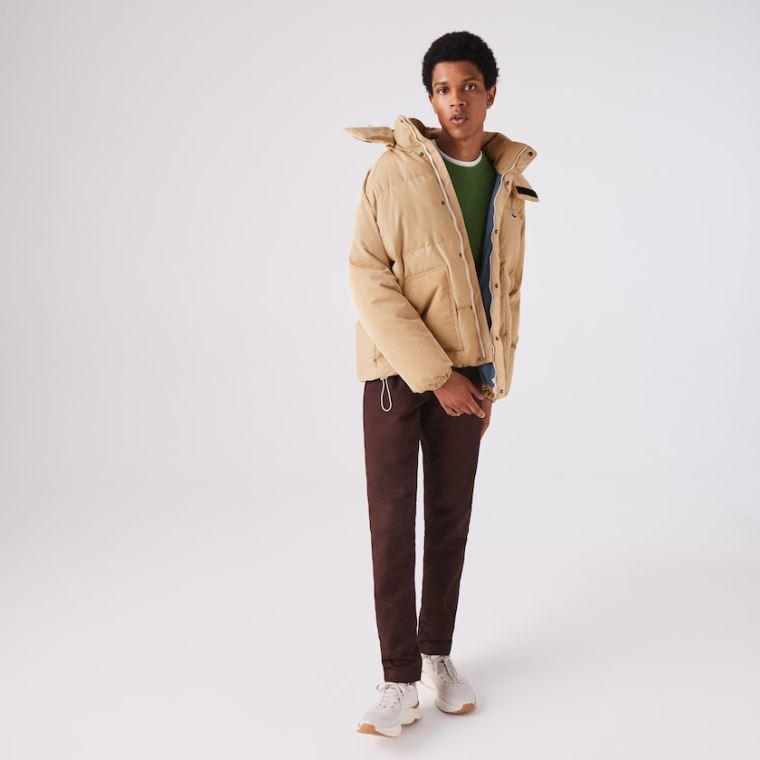 Lacoste LIVE Hætte Kort Jacket Beige | mQl4pQ4f