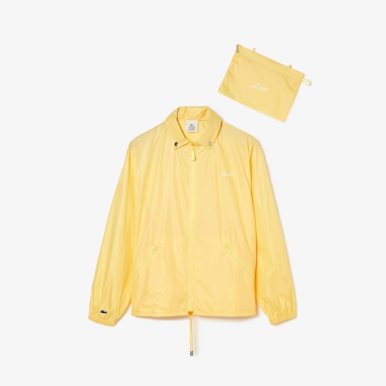 Lacoste LIVE Lette Collapsible Zip Rain Jacket Gul | AM0HtMMb