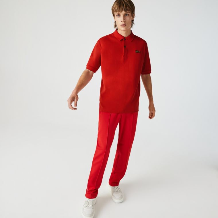 Lacoste LIVE Loose Fit Bomulds Piqué Polo Shirt Rød | ChntAaj4