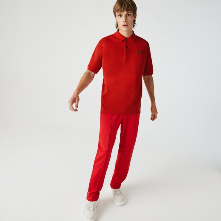 Lacoste LIVE Loose Fit Bomulds Piqué Polo Shirt Rød | pg5JGEgJ