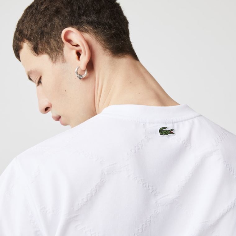 Lacoste LIVE Monogram Printed T-shirt Hvide | SoK2Agxx