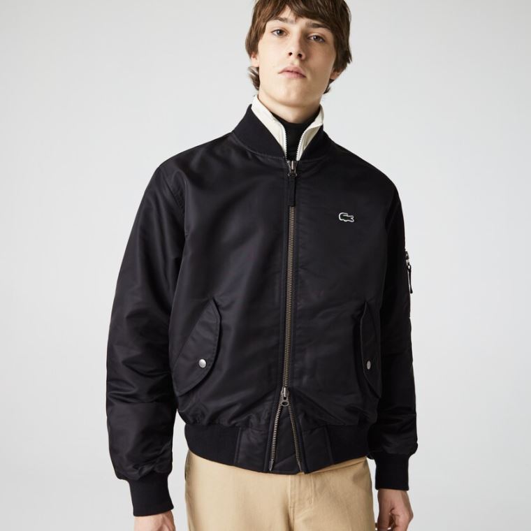 Lacoste LIVE Oversized Contrast Bomber Jacket Sort | YyejeqcP