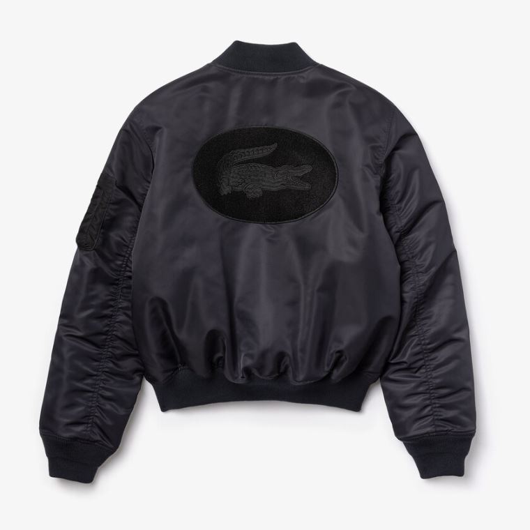 Lacoste LIVE Oversized Contrast Bomber Jacket Sort | YyejeqcP