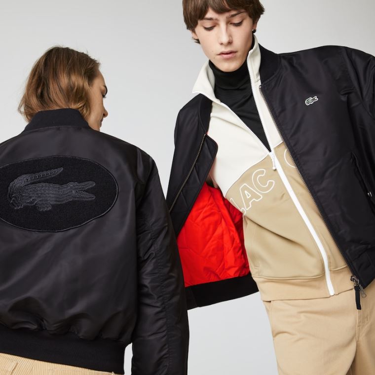 Lacoste LIVE Oversized Contrast Bomber Jacket Sort | YyejeqcP