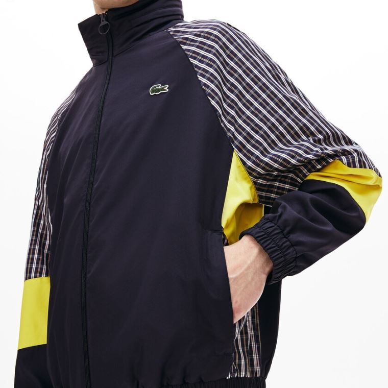 Lacoste LIVE Patchwork Track Jacket Blå Gul Hvide | B4UtbEpj