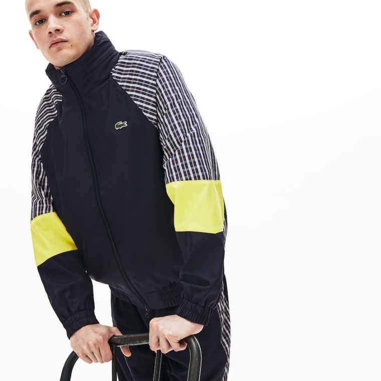 Lacoste LIVE Patchwork Track Jacket Blå Gul Hvide | B4UtbEpj