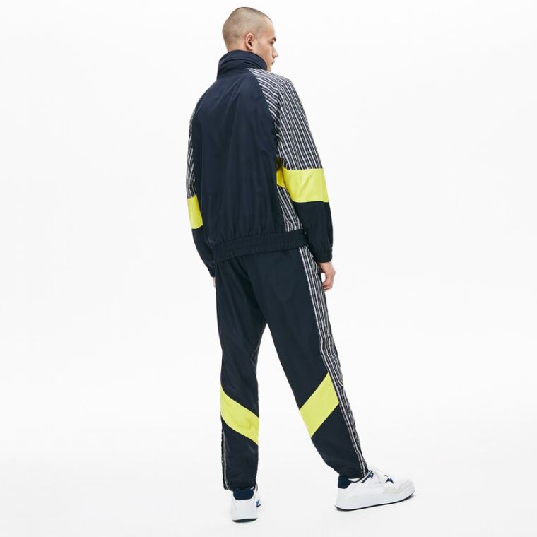 Lacoste LIVE Patchwork Trackpants Blå Gul Hvide | 99A2P4u3