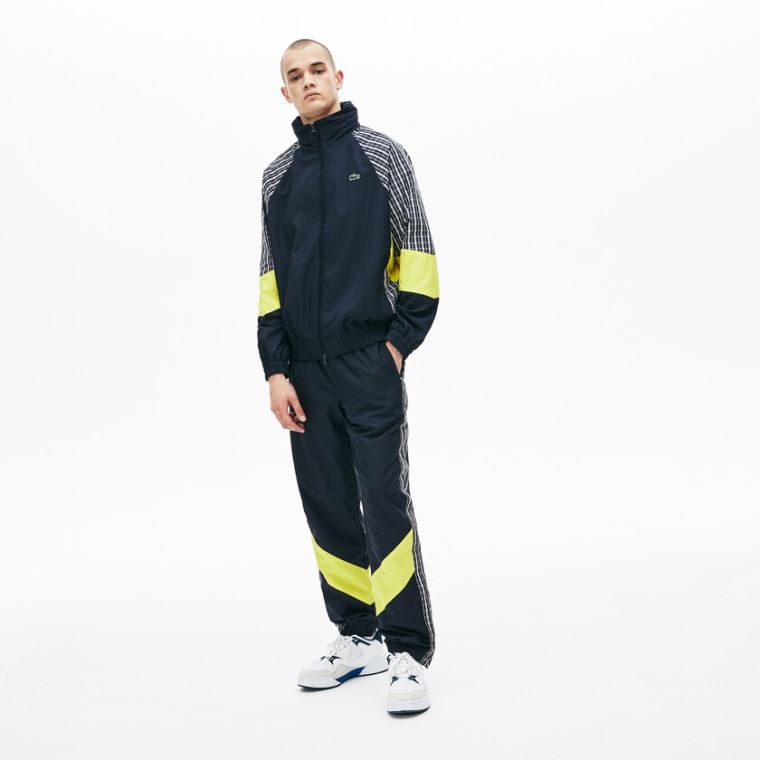 Lacoste LIVE Patchwork Trackpants Blå Gul Hvide | 99A2P4u3