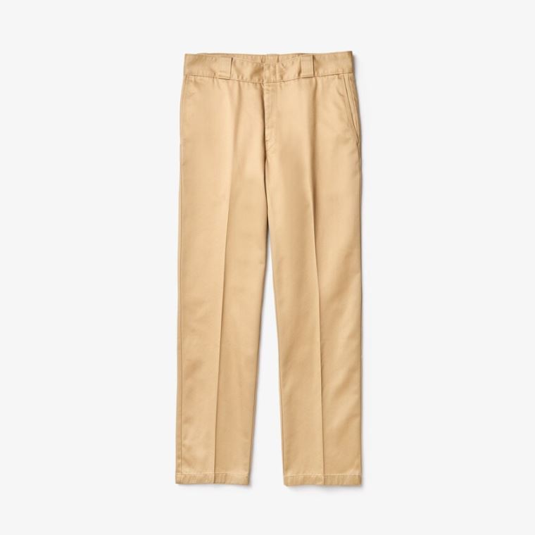 Lacoste LIVE Pleated Bomulds Chinos Beige | uFmsV7Qo