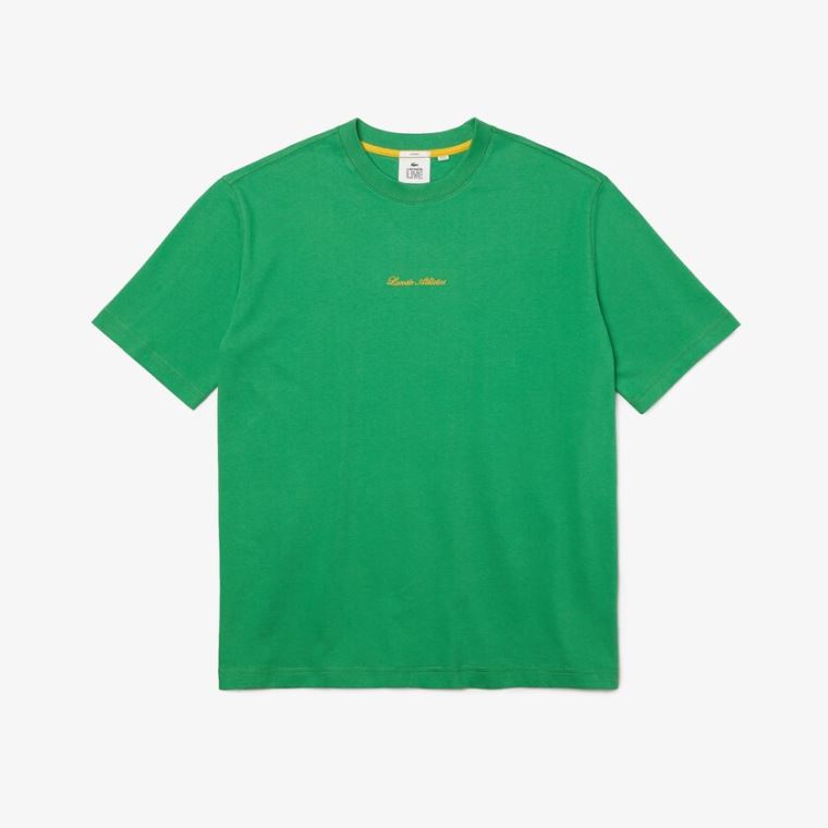 Lacoste LIVE Relaxed Fit Embroidered Bomulds T-shirt Grøn | MmMYRzPg