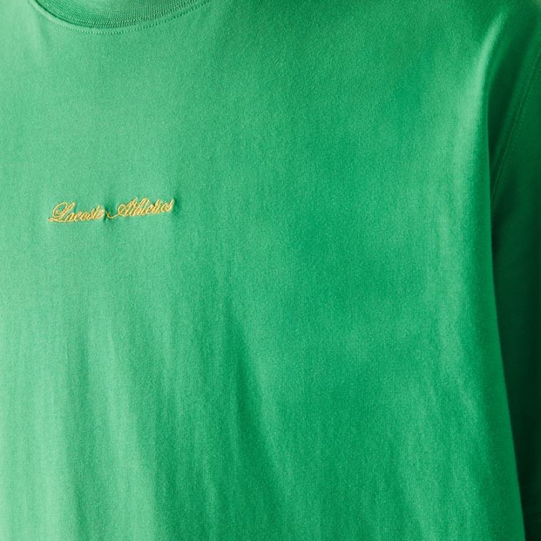 Lacoste LIVE Relaxed Fit Embroidered Bomulds T-shirt Grøn | MmMYRzPg