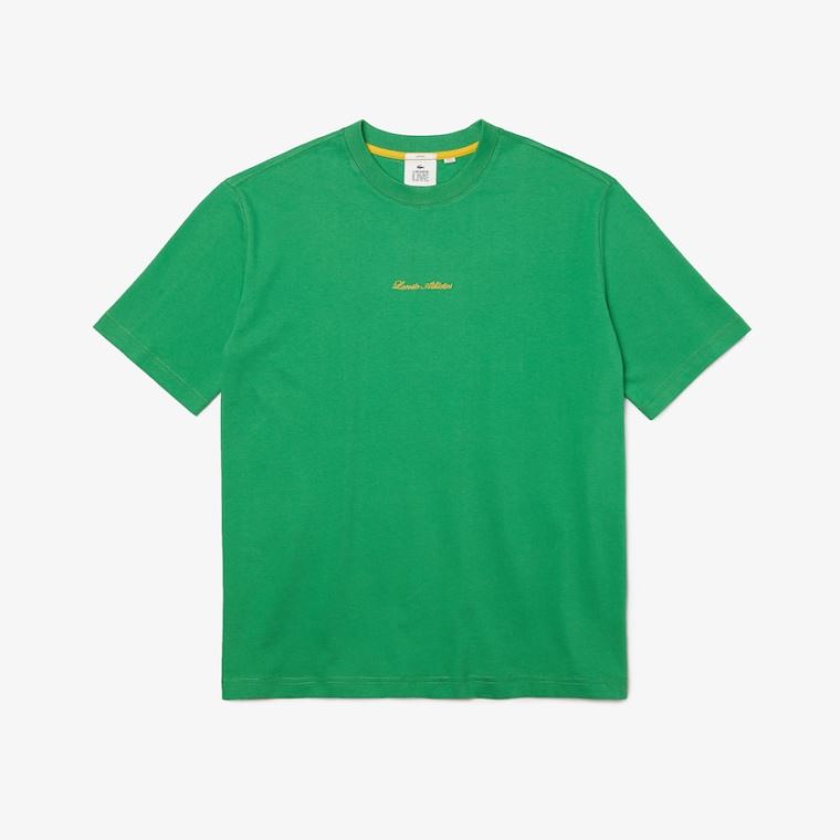 Lacoste LIVE Relaxed Fit Embroidered Bomulds T-shirt Grøn | OvHPwdpw