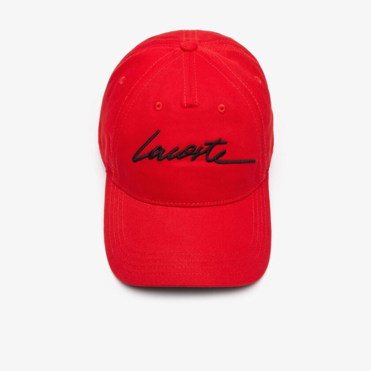 Lacoste LIVE Signature Bomulds Cap Rød Sort | QvkScBnQ