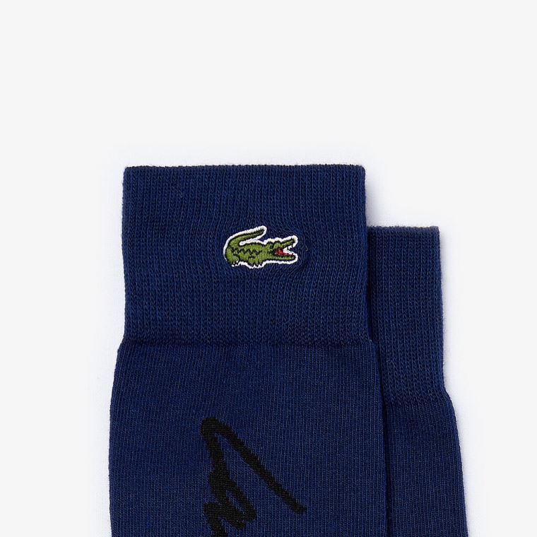 Lacoste LIVE Signature Print Socks Mørkeblå Blå Sort | uQvO2Z3t