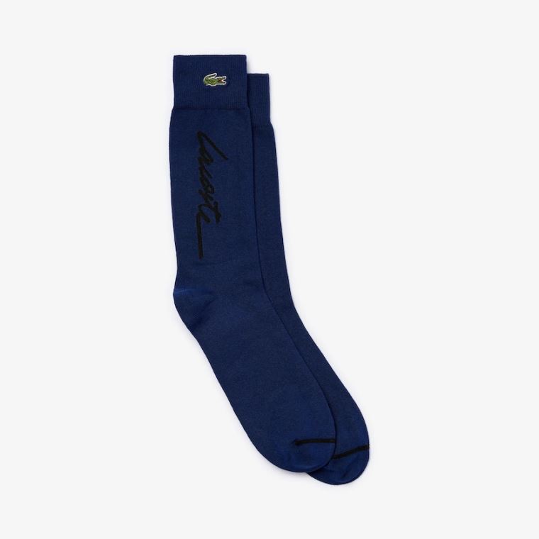 Lacoste LIVE Signature Print Socks Mørkeblå Blå Sort | uQvO2Z3t