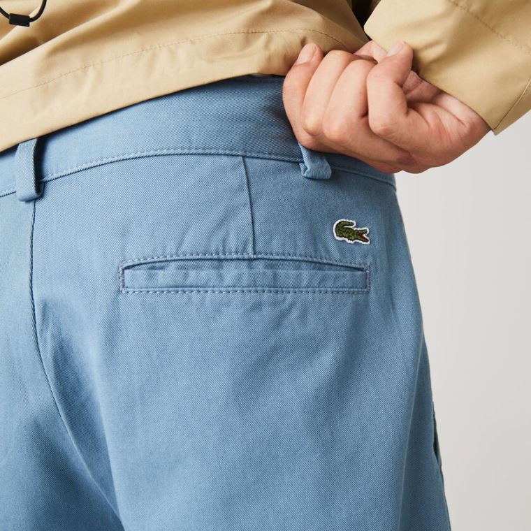 Lacoste LIVE Standard Fit Pleated Bomulds Chino Pants Blå | XyEPNKc4