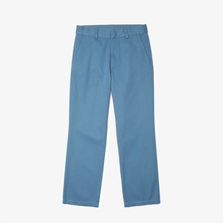 Lacoste LIVE Standard Fit Pleated Bomulds Chino Pants Blå | XyEPNKc4