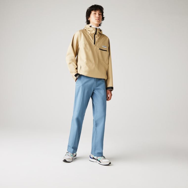 Lacoste LIVE Standard Fit Pleated Bomulds Chino Pants Blå | XyEPNKc4