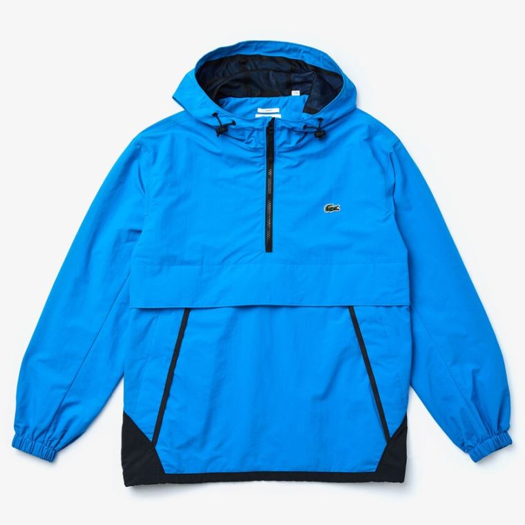 Lacoste LIVE Strand- Resistant Pullover Windbreaker Blå Sort | Tmcz9Z13