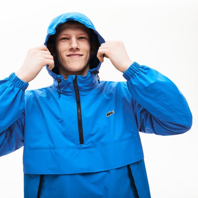 Lacoste LIVE Strand- Resistant Pullover Windbreaker Blå Sort | Tmcz9Z13