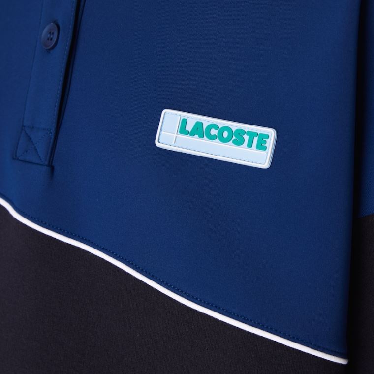 Lacoste LIVE Two-Tone Fleece And Neoprene Polo Kjole Mørkeblå Blå Blå | Tppf2hTM