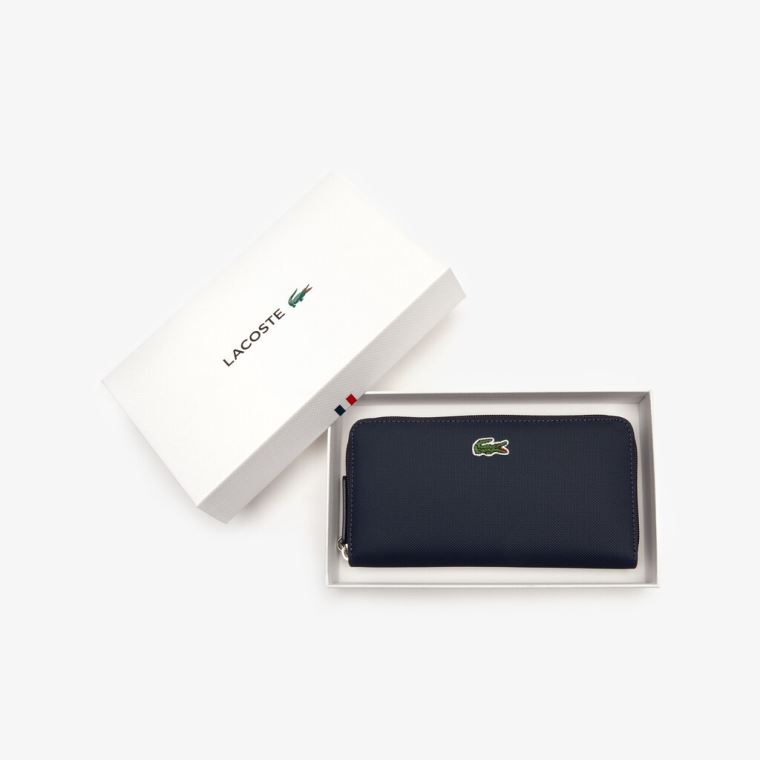 Lacoste L.12.12 Concept Petit Piqué 12 Card Zip Wallet Mørkeblå Blå | CzvDaOh4