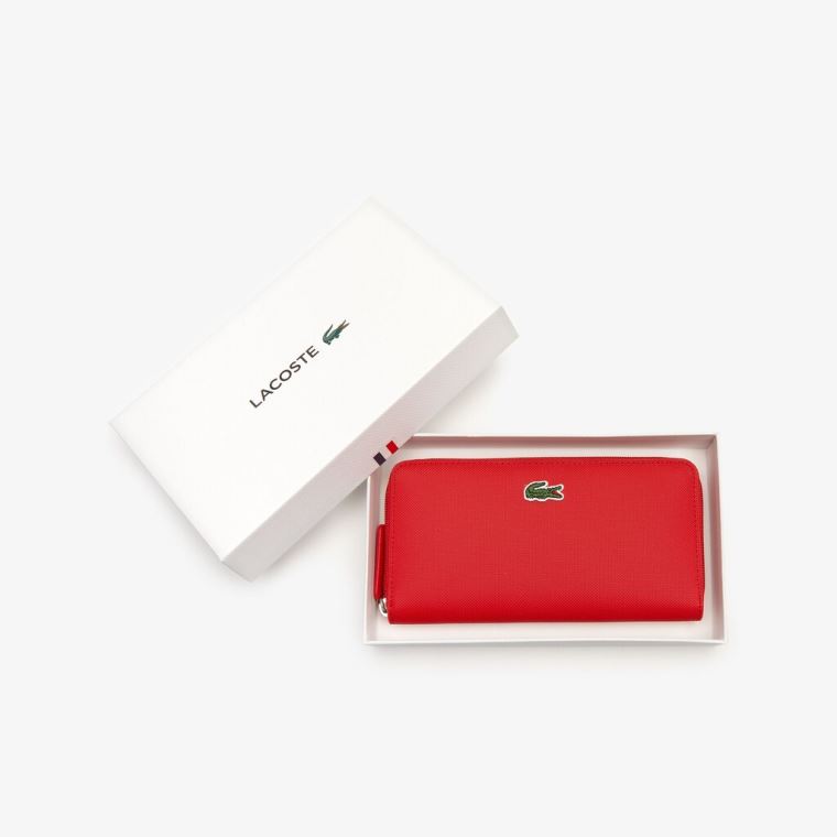 Lacoste L.12.12 Concept Petit Piqué 12 Card Zip Wallet Rød | ZcGsyHXt