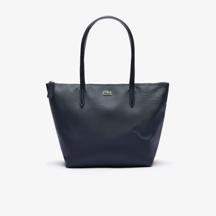 Lacoste L.12.12 Concept Small Zip Tote Bag Mørkeblå Blå | gmZb9NIC