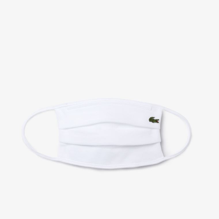 Lacoste L.12.12 Face Protection Mask in Bomulds Piqué Hvide | xYdxhlAi