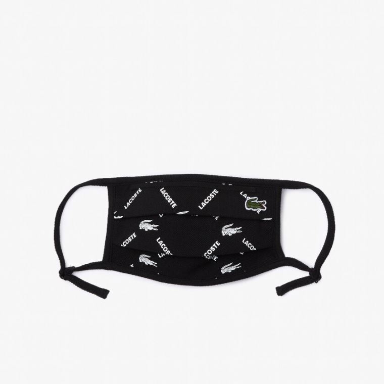 Lacoste L.12.12 Printed Face Mask with Adjustable Páskové Sort Hvide Sort Grøn Hvide | P33OGfbd