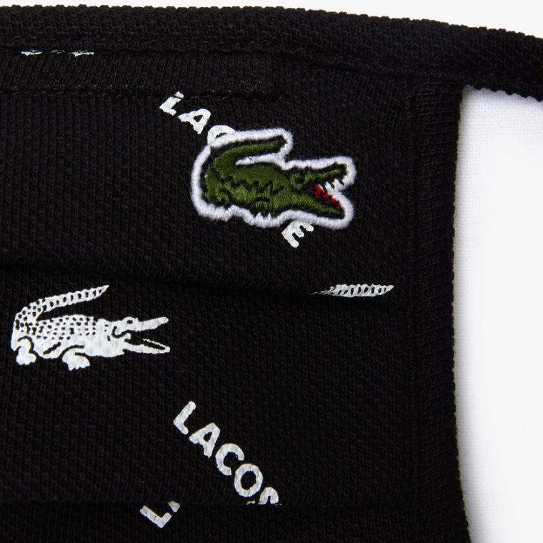 Lacoste L.12.12 Printed Face Mask with Adjustable Páskové Sort Hvide Sort Grøn Hvide | P33OGfbd