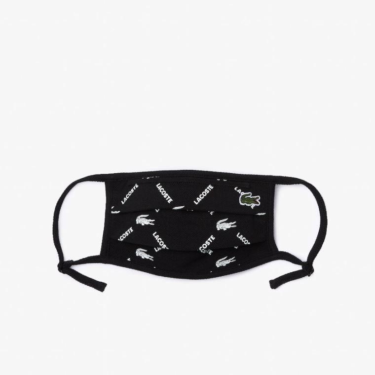 Lacoste L.12.12 Printed Face Mask with Adjustable Páskové Sort Hvide Sort Grøn Hvide | YP2LfkhH