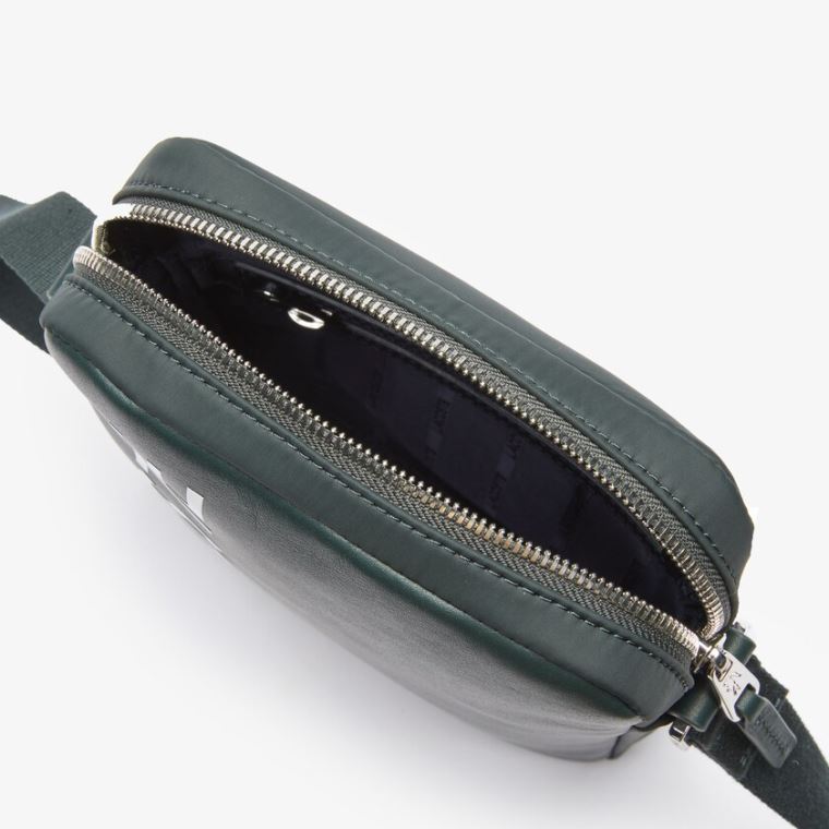 Lacoste L.12.12 Signature Læder Cross Body Bag Mørkegrøn | koWS5uoz