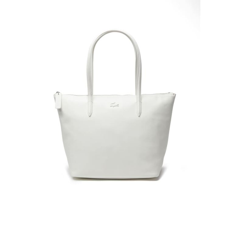 Lacoste L.12.12 Small Læder Tote Bag Hvide | GPfyPQsY