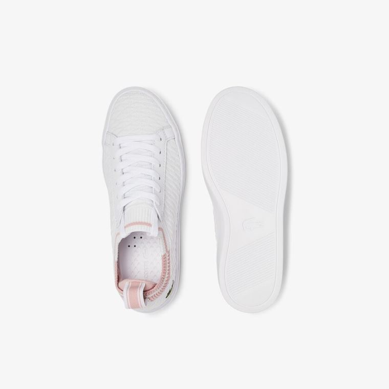 Lacoste La Piquée Tekstil Sneakers Hvide Lyselyserød | 4SG1m5vi